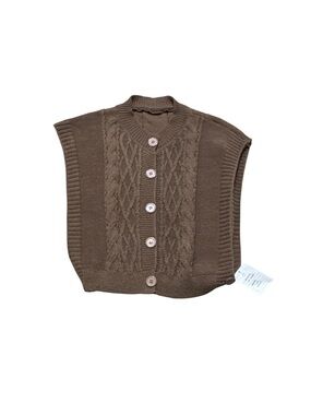 Known Vintage Style NWT Cable Knit Cropped Grannycore Sweater Vest Brown Small